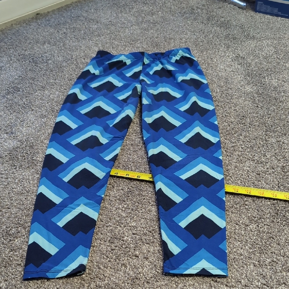 Blue Geometric Print Leggings - Women